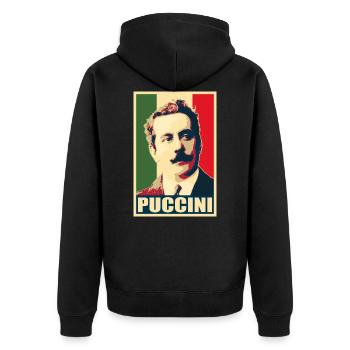Giacomo Puccini - Unisex Premium Organic Zip Hoodie - black - Back - Nico (187cm)