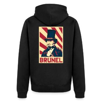 Isambard Kingdom Brunel - Unisex Premium Organic Zip Hoodie - black - Back - Nico (187cm)