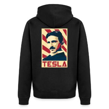 Nikola Tesla - Unisex Premium Organic Zip Hoodie - black - Back - Nico (187cm)