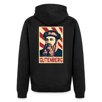 Johannes Gutenberg - Veste à capuche bio Premium Unisexe - noir - Dos - Nico (187cm)