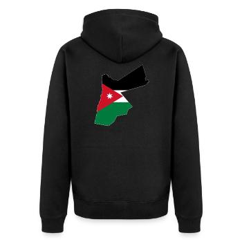 Jordan Flag Map - Unisex Premium Organic Zip Hoodie - black - Back - Nico (187cm)
