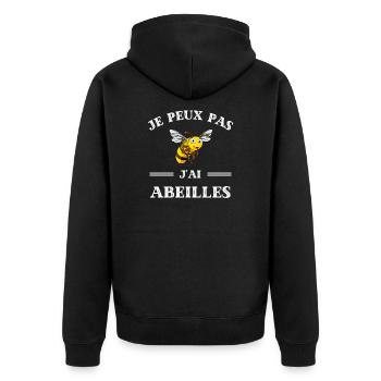 t shirt je peux pas j ai abeilles drole apiculteur - Veste à capuche bio Premium Unisexe - noir - Dos - Nico (187cm)