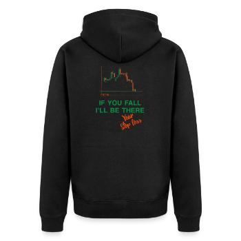 Stop loss if you fall - Unisex Premium Organic Zip Hoodie - black - Back - Nico (187cm)