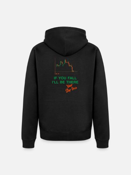 Stop loss if you fall - Unisex Premium Organic Zip Hoodie - black
