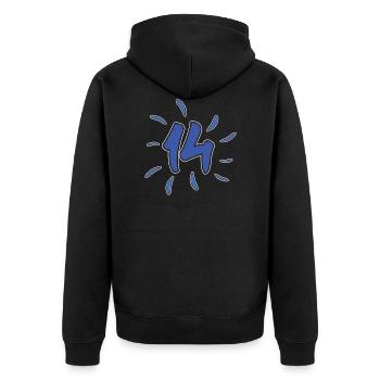 Zahl 14 Jahre alt Alter zeigen stolz sein Jungs - Unisex Premium Bio Zip Hoodie - Schwarz - Hinten - Nico (187cm)