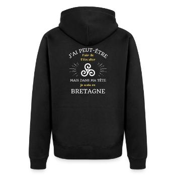 t shirt dans ma tete bretagne humour breton breizh - Veste à capuche bio Premium Unisexe - noir - Dos - Nico (187cm)