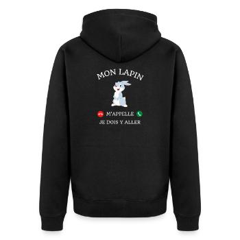 t shirt mon lapin m'appelle humour lapin drole - Veste à capuche bio Premium Unisexe - noir - Dos - Nico (187cm)