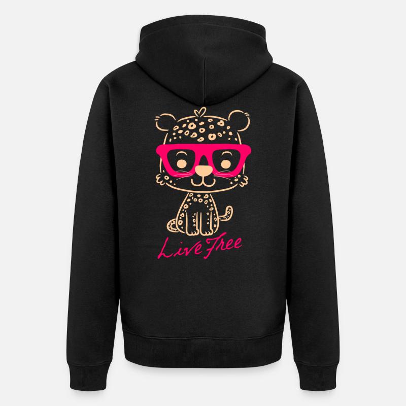 Leopard - Unisex Premium Bio Zip Hoodie - Schwarz