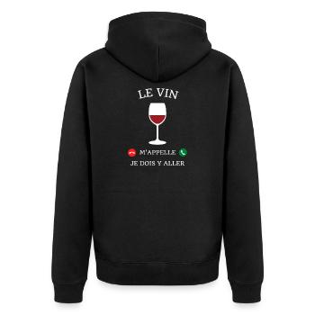 t shirt le vin m'appelle humour vigneron alcool - Veste à capuche bio Premium Unisexe - noir - Dos - Nico (187cm)