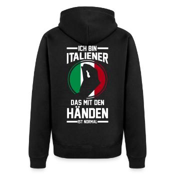 Italien Sardinien Italia Italiener Italienisch - Unisex Premium Bio Zip Hoodie - Schwarz - Hinten - Nico (187cm)