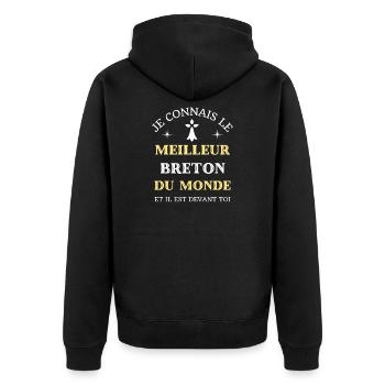 t shirt meilleur breton du monde humour bretagne - Veste à capuche bio Premium Unisexe - noir - Dos - Nico (187cm)