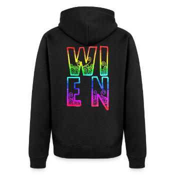 wien rs rainbow - Unisex Premium Organic Zip Hoodie - black - Back - Nico (187cm)