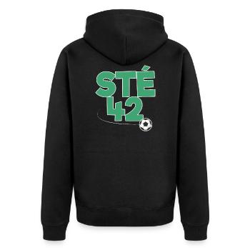 Sainté Saint-Etienne Stéphanois Sté 42 - Veste à capuche bio Premium Unisexe - noir - Dos - Nico (187cm)