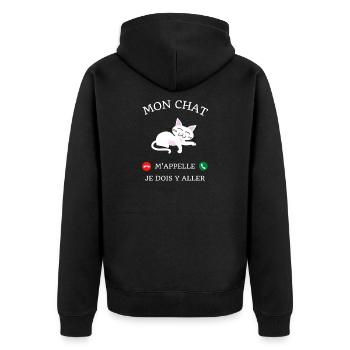t shirt mon chat m'appelle humour chaton femme - Veste à capuche bio Premium Unisexe - noir - Dos - Nico (187cm)