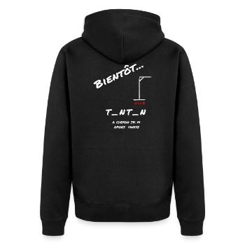 Bientôt tonton annonce naissance - Veste à capuche bio Premium Unisexe - noir - Dos - Nico (187cm)