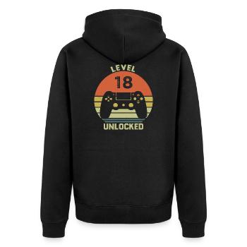 Level 18 Unlocked 18 Years Anniversary Gift - Unisex Premium Organic Zip Hoodie - black - Back - Nico (187cm)