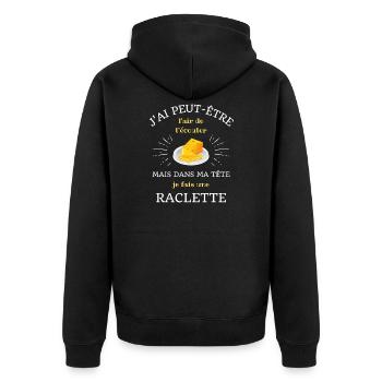 t shirt dans ma tete raclette humour raclette - Veste à capuche bio Premium Unisexe - noir - Dos - Nico (187cm)