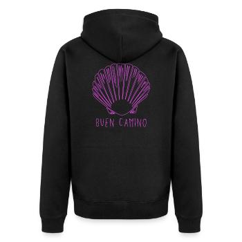 Buen Camino de Santiago de Compostela - Unisex Premium Bio Zip Hoodie - Schwarz - Hinten - Nico (187cm)
