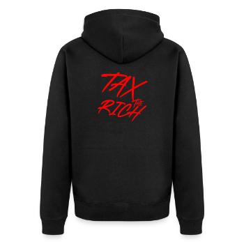 Taxer les riches AOC rouge - Veste à capuche bio Premium Unisexe - noir - Dos - Nico (187cm)