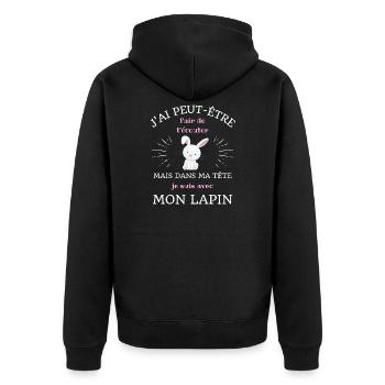 lapin dans ma tete humour lapin femme humoristique - Veste à capuche bio Premium Unisexe - noir - Dos - Nico (187cm)