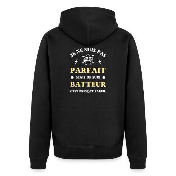 batteur pas parfait humour batterie homme drummer - Veste à capuche bio Premium Unisexe - noir - Dos - Nico (187cm)