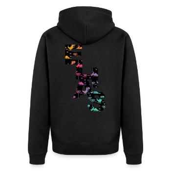 Elias - Beautiful boy name with cool dinosaurs - Unisex Premium Organic Zip Hoodie - black - Back - Nico (187cm)