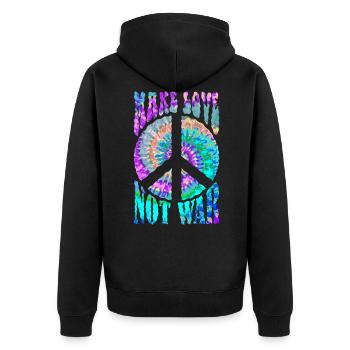 Retro Flower Power Peace - Make Love Not War 2 - Unisex Premium Organic Zip Hoodie - black - Back - Nico (187cm)
