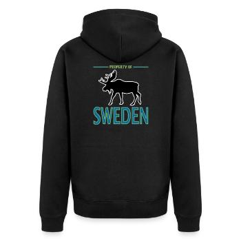 Property of Sweden Schweden Flagge Elch - Unisex Premium Bio Zip Hoodie - Schwarz - Hinten - Nico (187cm)
