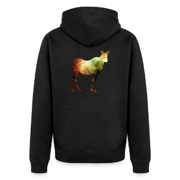 Moose Space Stars - Unisex Premium Organic Zip Hoodie - black - Back - Nico (187cm)