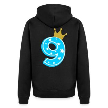 9 crown 9th birthday 9 years - Unisex Premium Organic Zip Hoodie - black - Back - Nico (187cm)