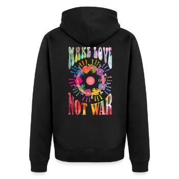 Come Together - Make Love Not War 1 - Unisex Premium Organic Zip Hoodie - black - Back - Nico (187cm)