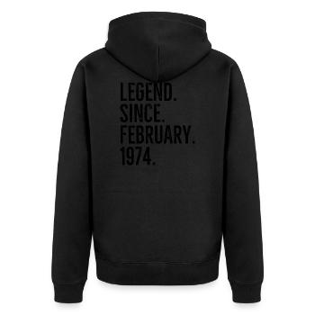 Legend Since February 1974 - Unisex Premium Organic Zip Hoodie - black - Back - Nico (187cm)