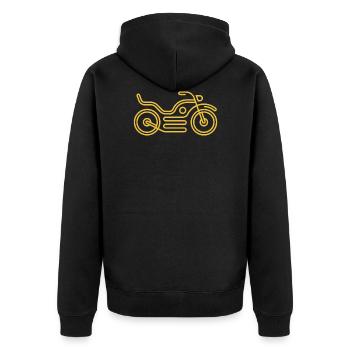 Motorcycle Logo Gold - Unisex Premium Organic Zip Hoodie - black - Back - Nico (187cm)