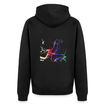 coloré,abstrait,rayures,optique usagée,rayures - Veste à capuche bio Premium Unisexe - noir - Dos - Nico (187cm)