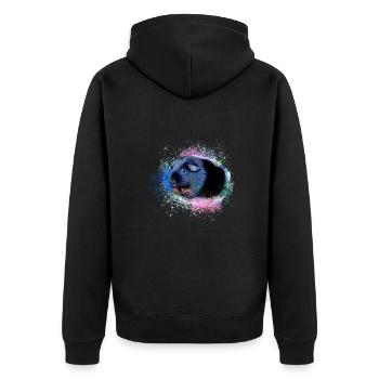 Cochons d’Inde, graffiti, peinture, coloré - Veste à capuche bio Premium Unisexe - noir - Dos - Nico (187cm)