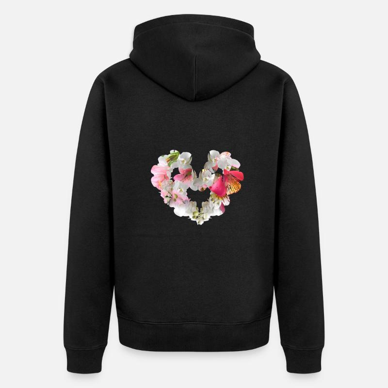 Orchidée,Fleurs,Cœur de fleur,Coeur - Veste à capuche bio Premium Unisexe - noir
