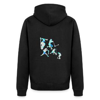 Stuntscooter,Trickscooter,tricks,stunt,e-scooter - Unisex Premium Bio Zip Hoodie - Schwarz - Hinten - Nico (187cm)