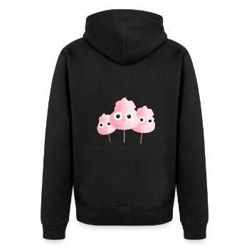 Barbe à papa, Rose, Famille,Sucre - Veste à capuche bio Premium Unisexe - noir - Dos - Nico (187cm)