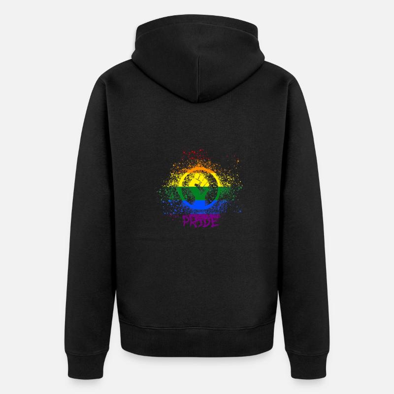 lgbtq,lgbt,typo,fierté,arc-en-ciel - Veste à capuche bio Premium Unisexe - noir