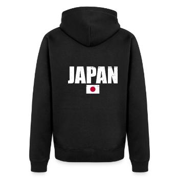 Japan Japanische Flagge Japaner - Unisex Premium Bio Zip Hoodie - Schwarz - Hinten - Nico (187cm)