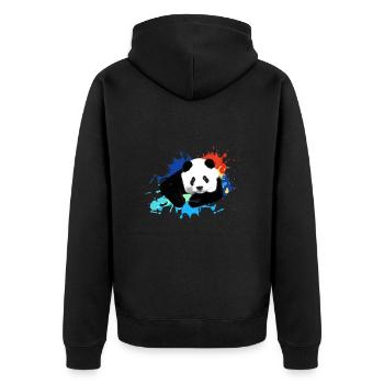 Panda,Panda Ours,Coloré,Graffiti,Peinture,Taches - Veste à capuche bio Premium Unisexe - noir - Dos - Nico (187cm)