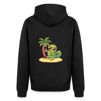 Worm Summer Beach Vacation - Unisex Premium Organic Zip Hoodie - black - Back - Nico (187cm)