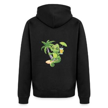 Chameleon Summer Beach Holidays - Unisex Premium Organic Zip Hoodie - black - Back - Nico (187cm)