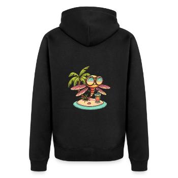 Dragonfly Summer Beach Vacation - Unisex Premium Organic Zip Hoodie - black - Back - Nico (187cm)