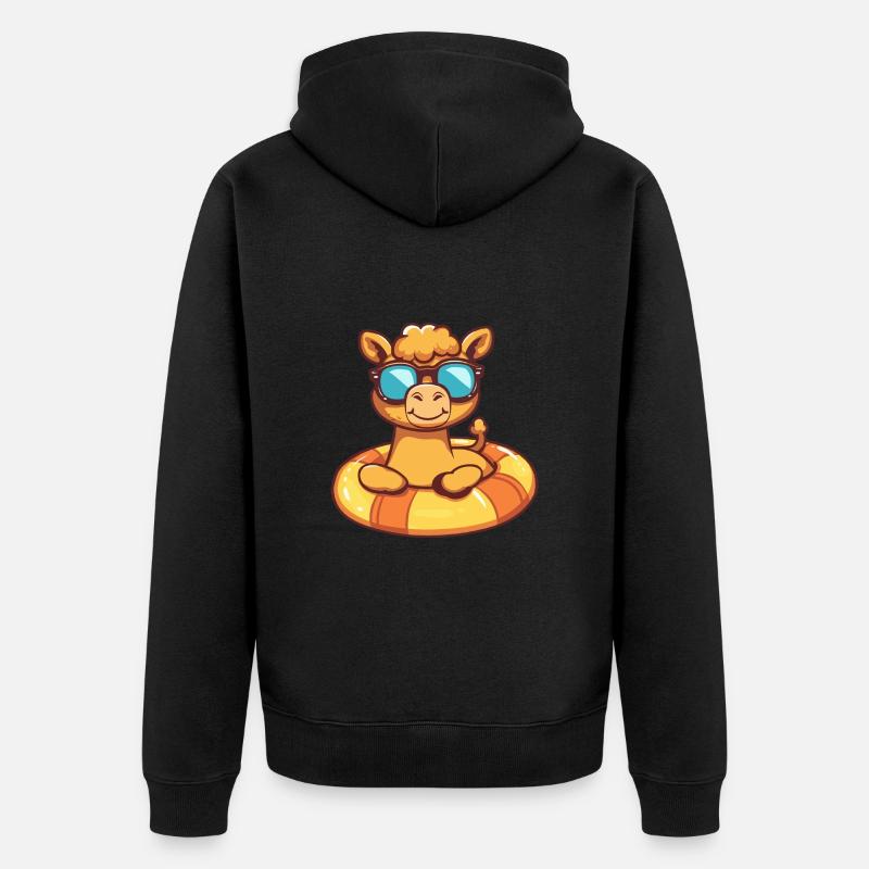 Kamel Sommer Comic - Unisex Premium Bio Zip Hoodie - Schwarz