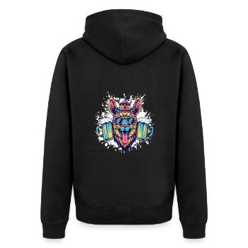 Alpaka Bier Party - Unisex Premium Bio Zip Hoodie - Schwarz - Hinten - Nico (187cm)