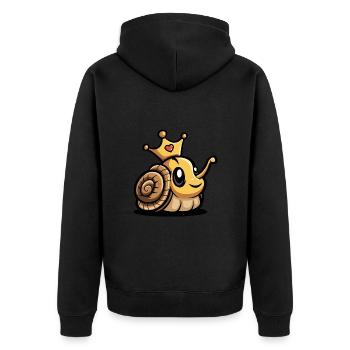 Schnecke Comic Krone - Unisex Premium Bio Zip Hoodie - Schwarz - Hinten - Nico (187cm)