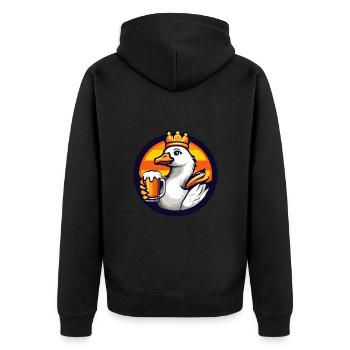 Gans Bier Comic - Unisex Premium Bio Zip Hoodie - Schwarz - Hinten - Nico (187cm)
