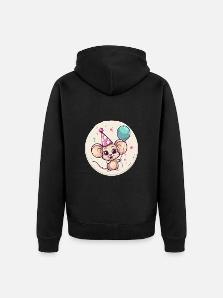 Mouse Birthday Comic - Unisex Premium Organic Zip Hoodie - black