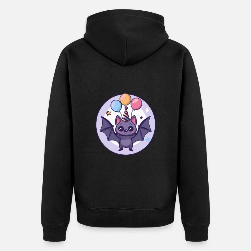 Bande dessinée d’anniversaire de chauve-souris - Veste à capuche bio Premium Unisexe - noir